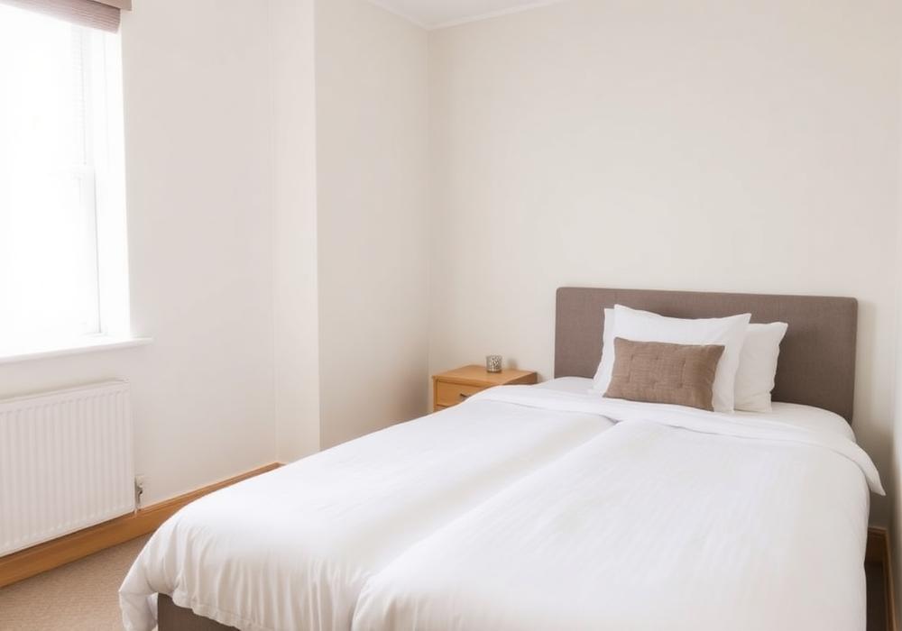 A clean twin room ready for occupancy